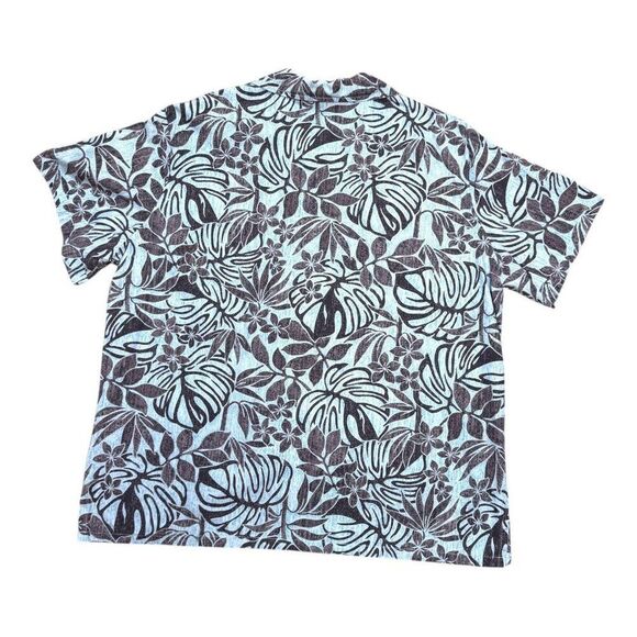 Vintage Hawaiian Print Short Sleeve Button-Up Shirt XL Light Blue Go Barefoot - Picture 3 of 4